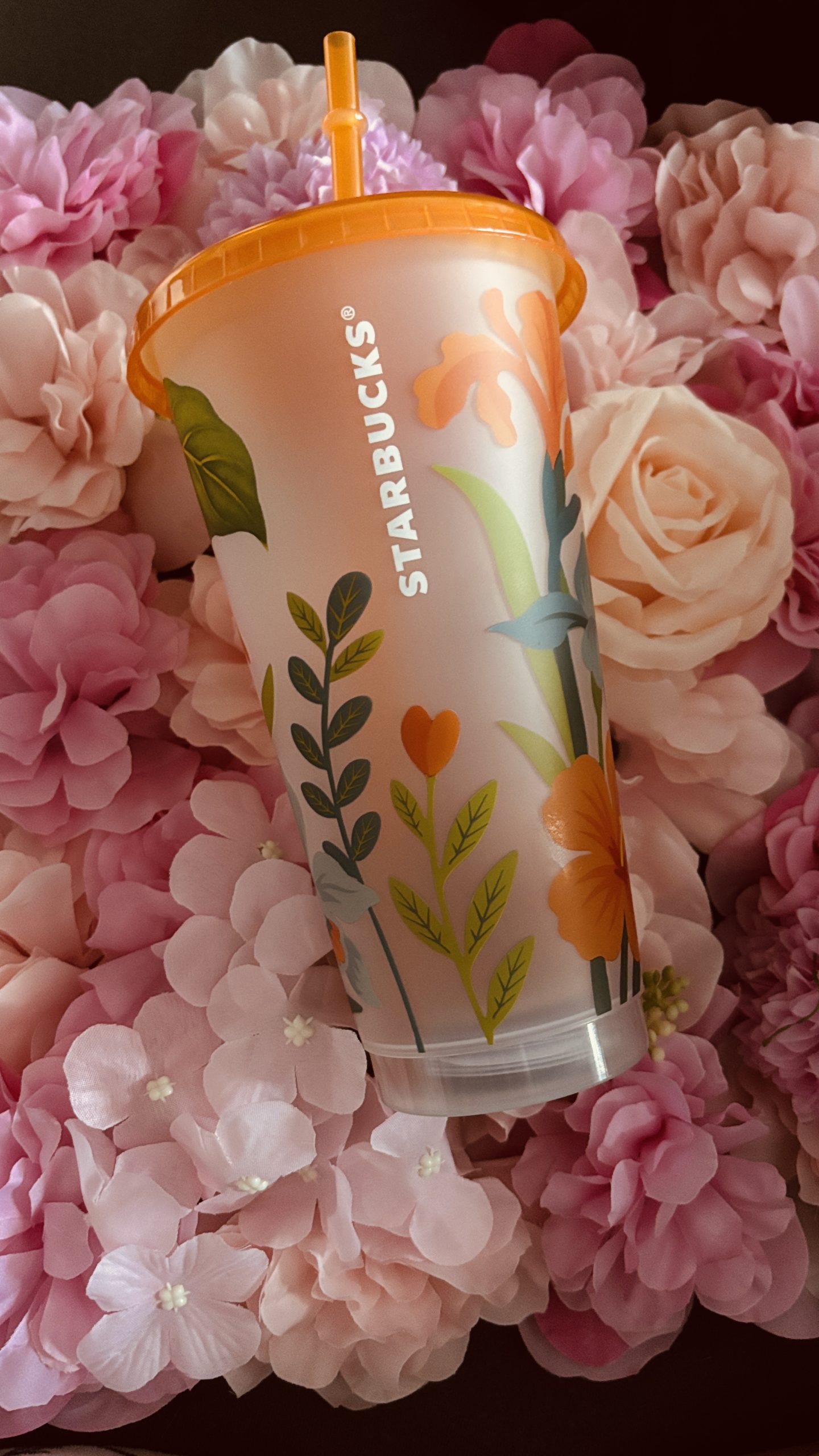 Starbucks Becher To Go Cold Cup mit Blumen Mehrweg Kaffeebecher