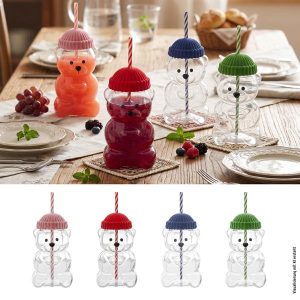Niedlicher Trinkglas-Bär mit Mütze ca.600ml